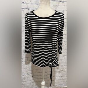 Michael Kors long sleeve black and white striped shirt Size Large